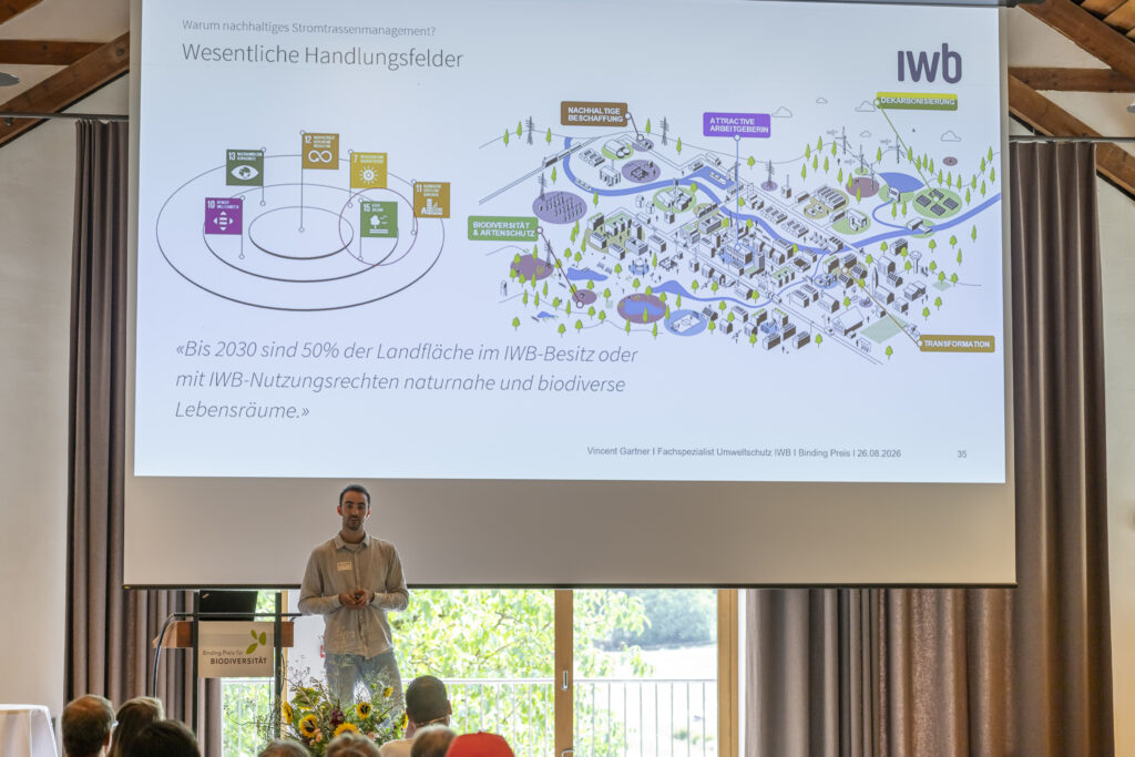 Vincent Gartner präsentiert die IWB an der Preisverleihung 2026